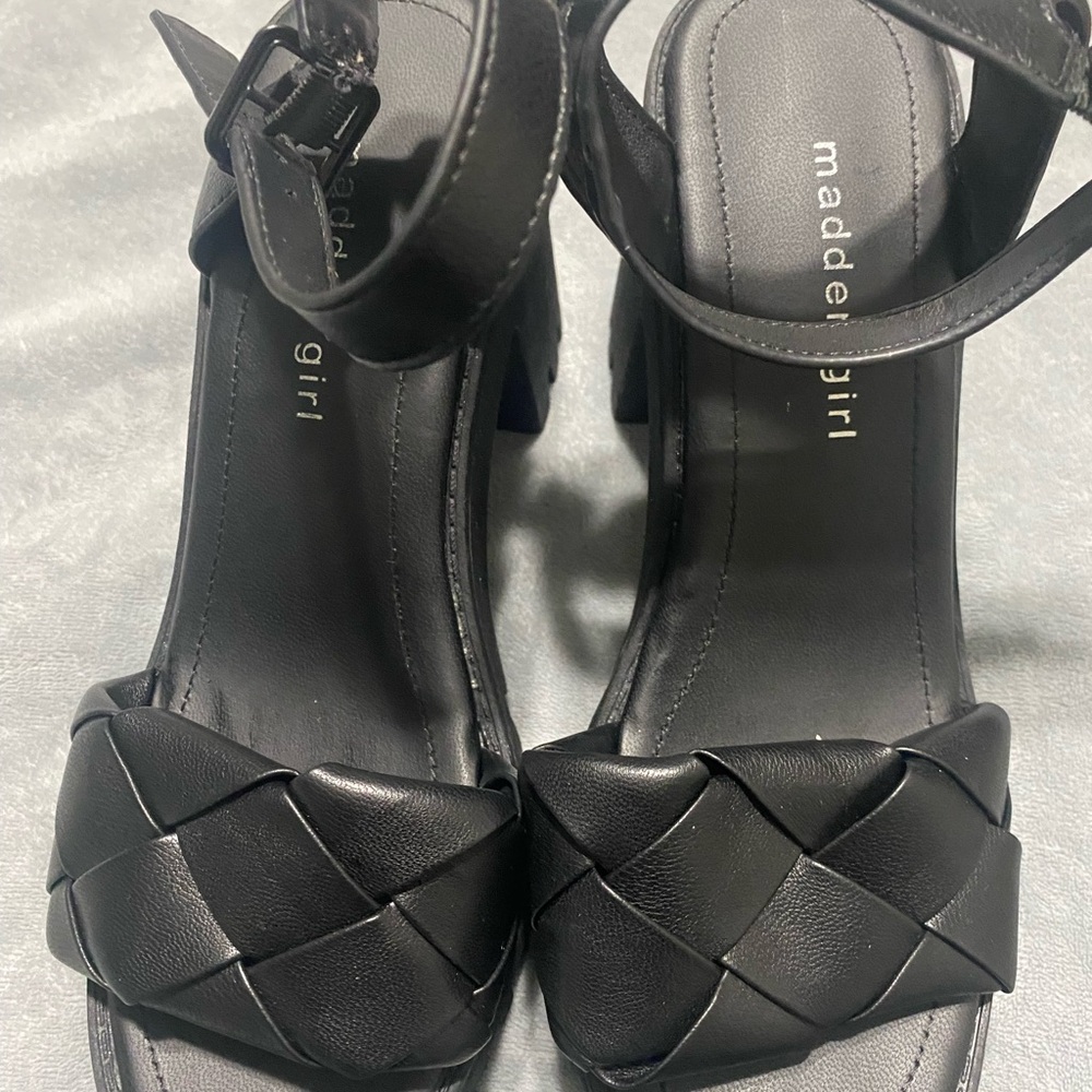 Madden Girl Black Woven Heels